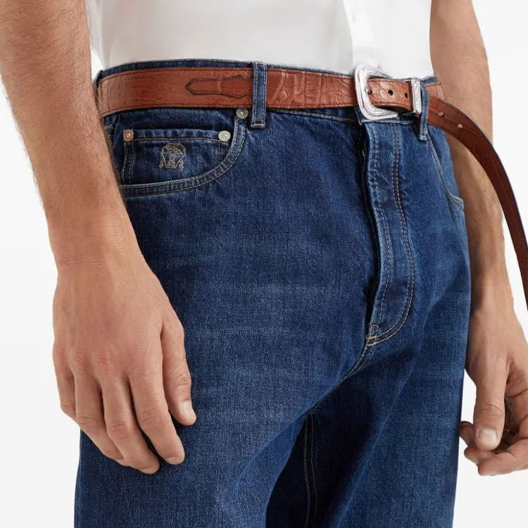 Brunello Cucinelli Logo Patch Mid Rise Jeans-4