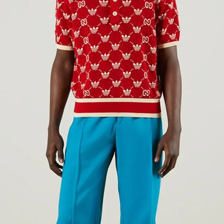 Adidas X GUCCI Polo Shirts Men Red-5