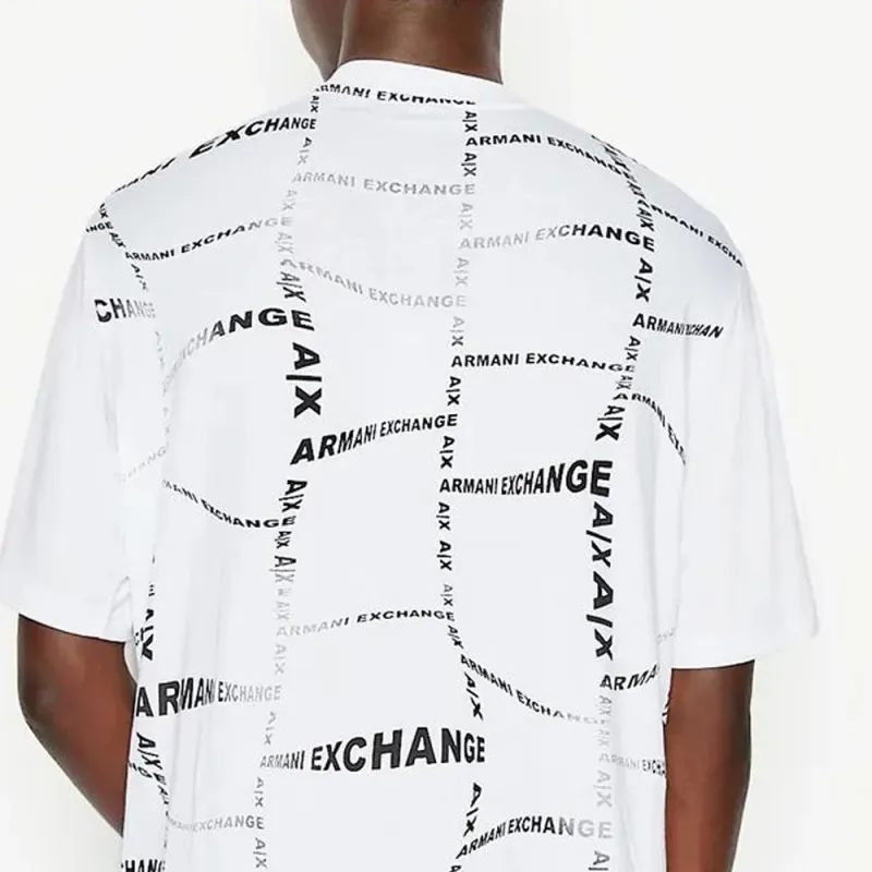 ARMANI EXCHANGEAE Letter Print Crew Neck Short Sleeved T Shirt T Shirt Men's White-3