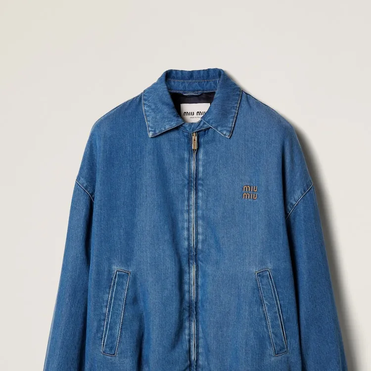 MIU MIU Logo Embroidered Zipped Jacket-4