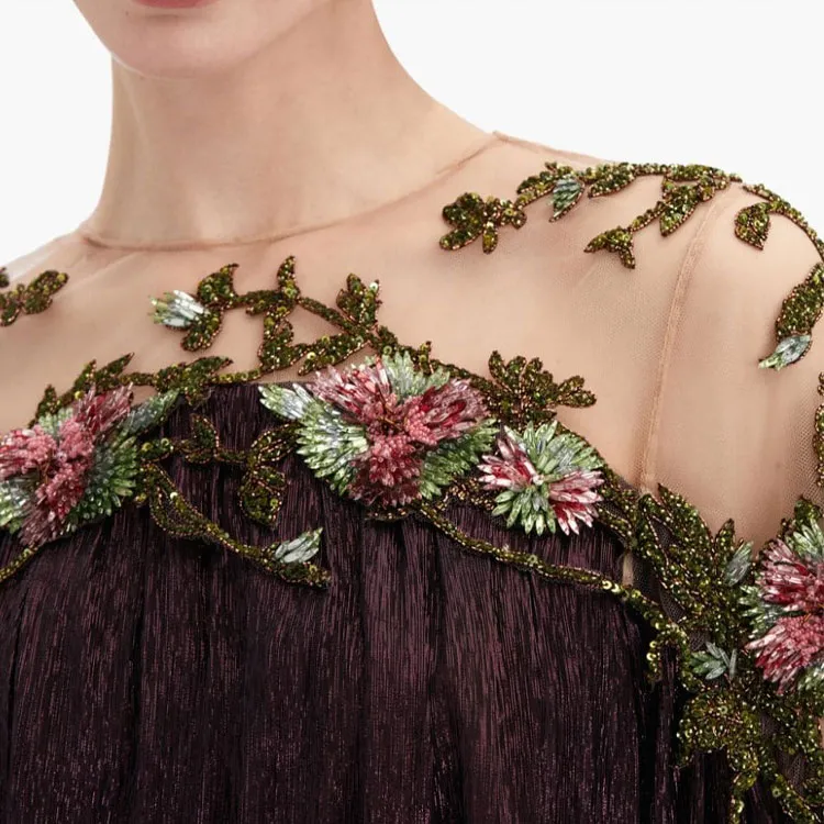 Oscar De La Renta Art Nouveau Illusion Neck Kaftan-1