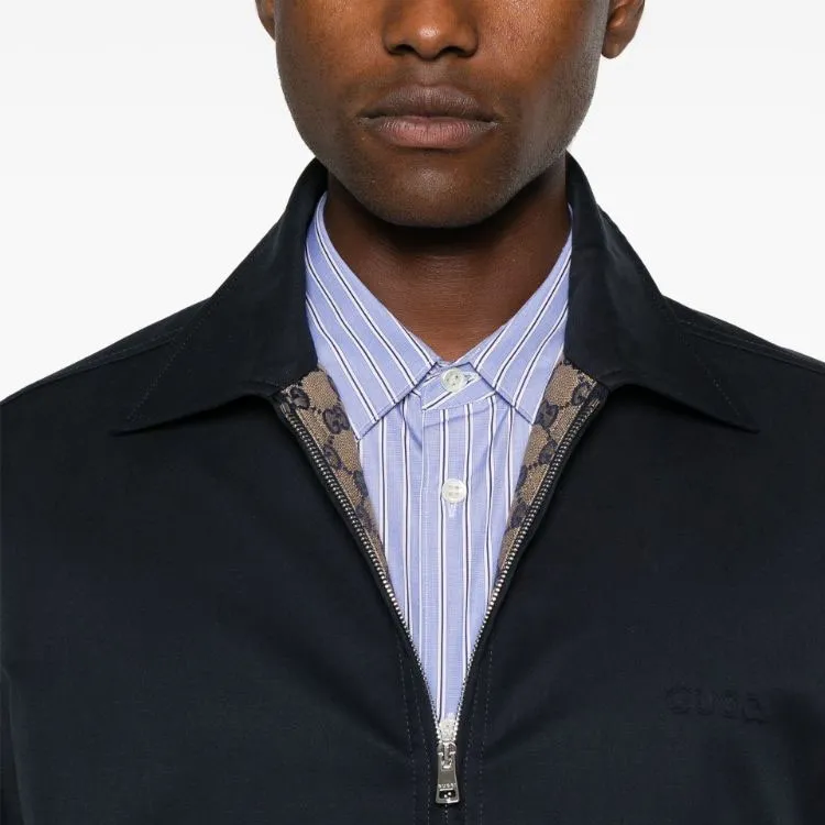 GUCCI Logo embossed Twill Shirt Jacket-4