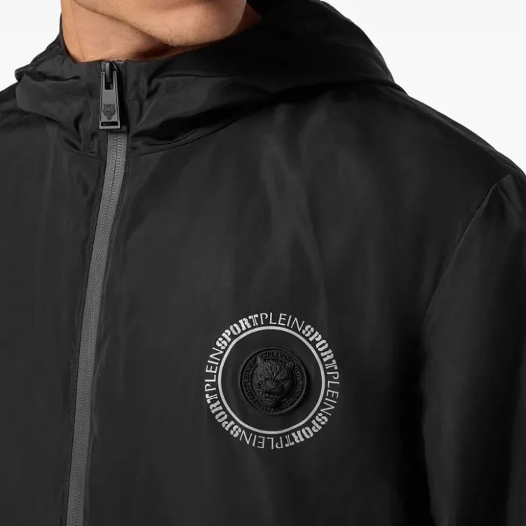 PLEIN SPORT Carbon Tiger Hooded Windbreaker-4