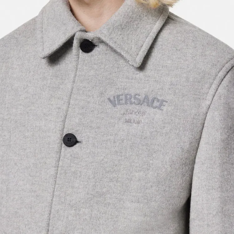 VERSACE Logo Embroidered Button Up Blouson Jacket-4