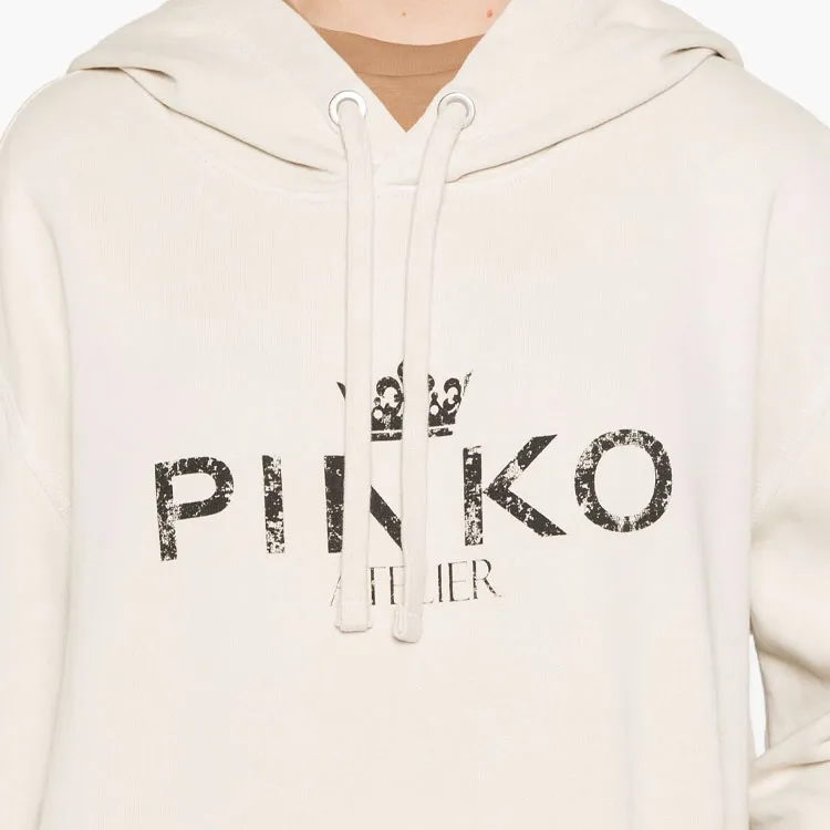 PINKO Logo Printed Drawstring Hoodie-4