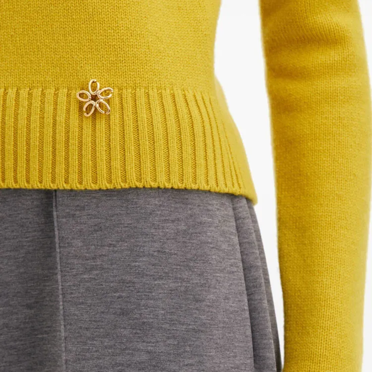 Oscar De La Renta O Flower Mock neck Cashmere Jumper-4