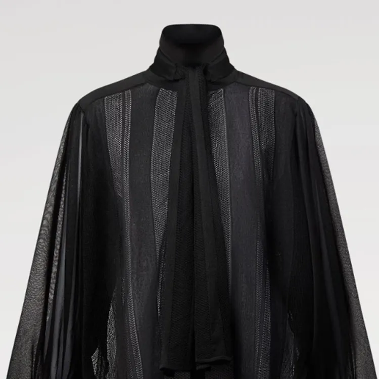 LOUIS VUITTON Sheer Stripe Knit Blouse-3