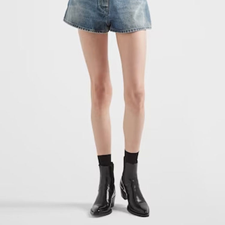 PRADA Triangle-logo Denim Shorts - POIZON