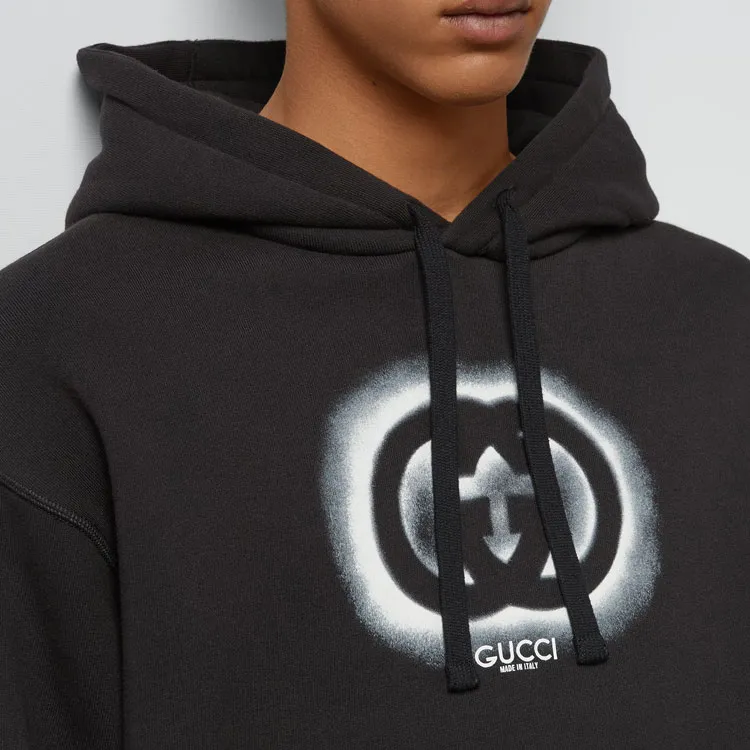 GUCCI Logo Printed Drawstring Hoodie-5