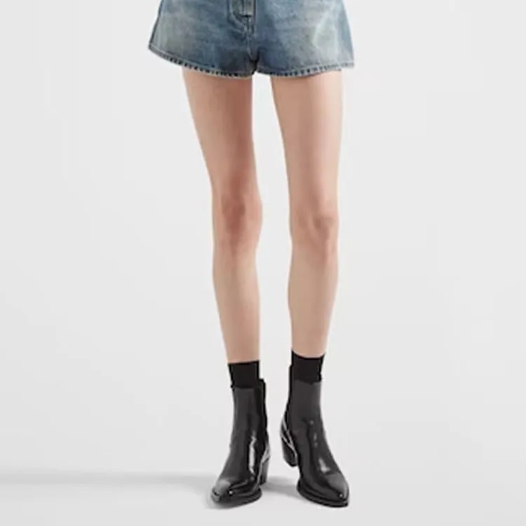 PRADA Triangle logo Denim Shorts-3