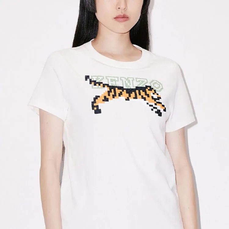 KENZO Tiger Motif Embroidered Crewneck T-Shirt-4