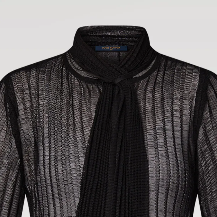 LOUIS VUITTON Ruffle Trim Lavallière Knit Dress-3