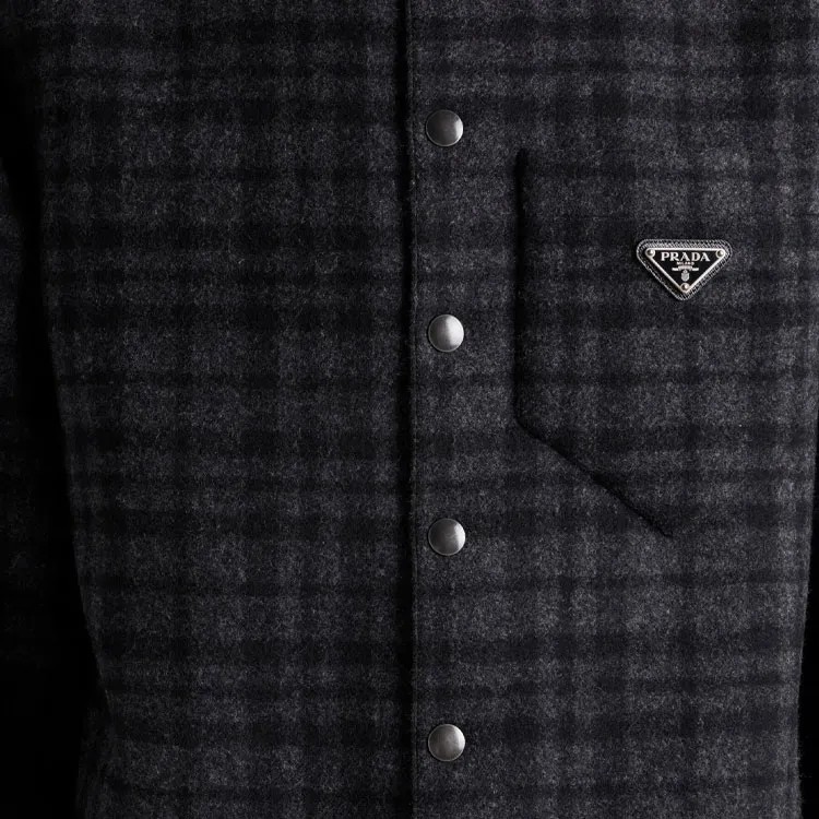 PRADA Triangle Logo Checked Shirt-5