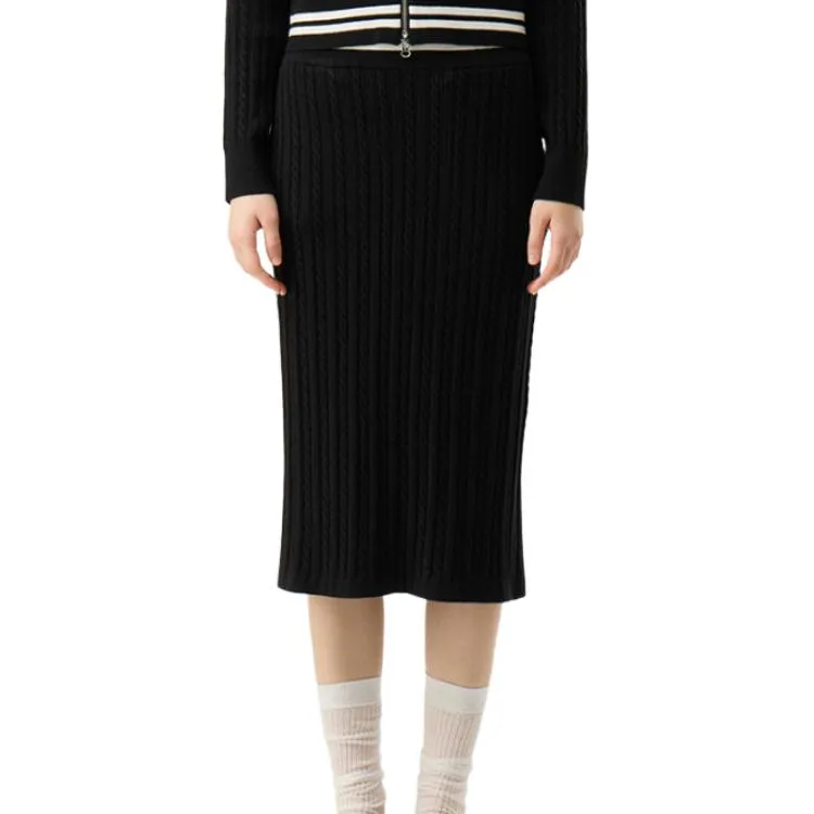 Le Coq Sportif Knit Long Skirts Women's Black-3