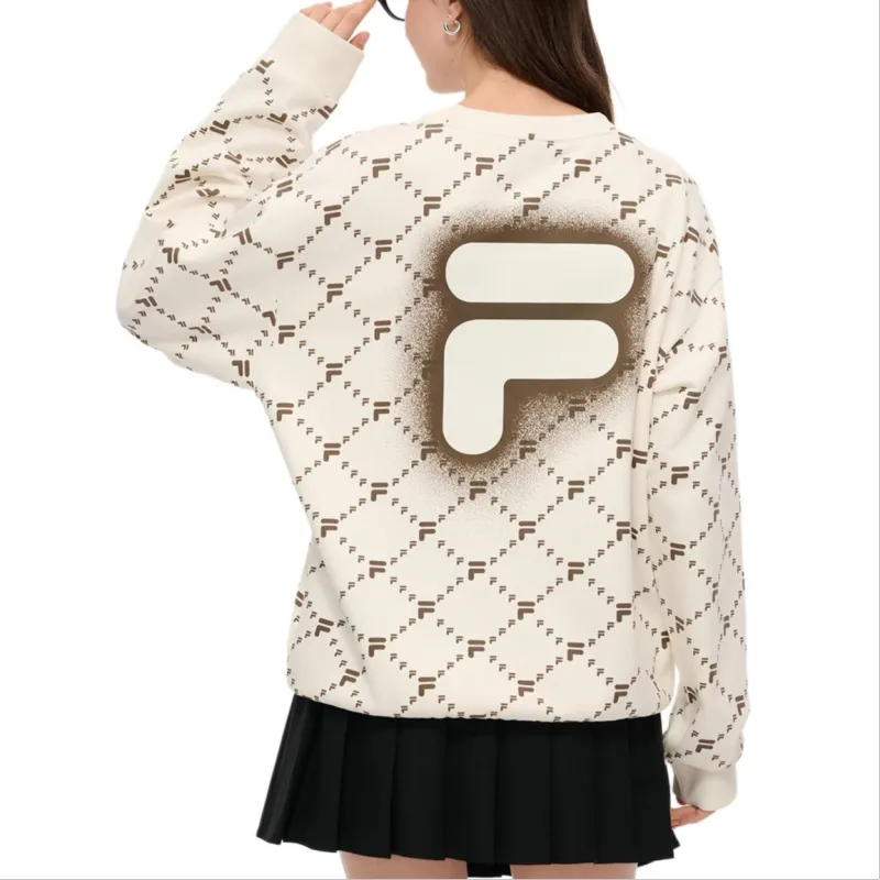 FILA FUSION FOB Series Sweatshirt Unisex Antique White Imitation-3