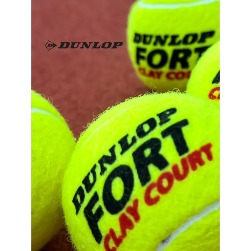 DUNLOP FORT CLAY Tennis Balls Wool, Polyester, Cotton Match Ball Red Soil Cyan-4