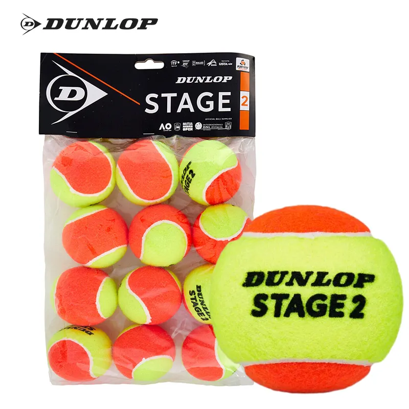 DUNLOP STAGE 2 Tennis Balls Wool, Polyester Training Ball Firm Ground, Grassland, Red Clay Orange Cyan-1