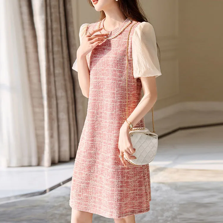 【dme】 Short Sleeved Dress Women's Ancient Pink-1