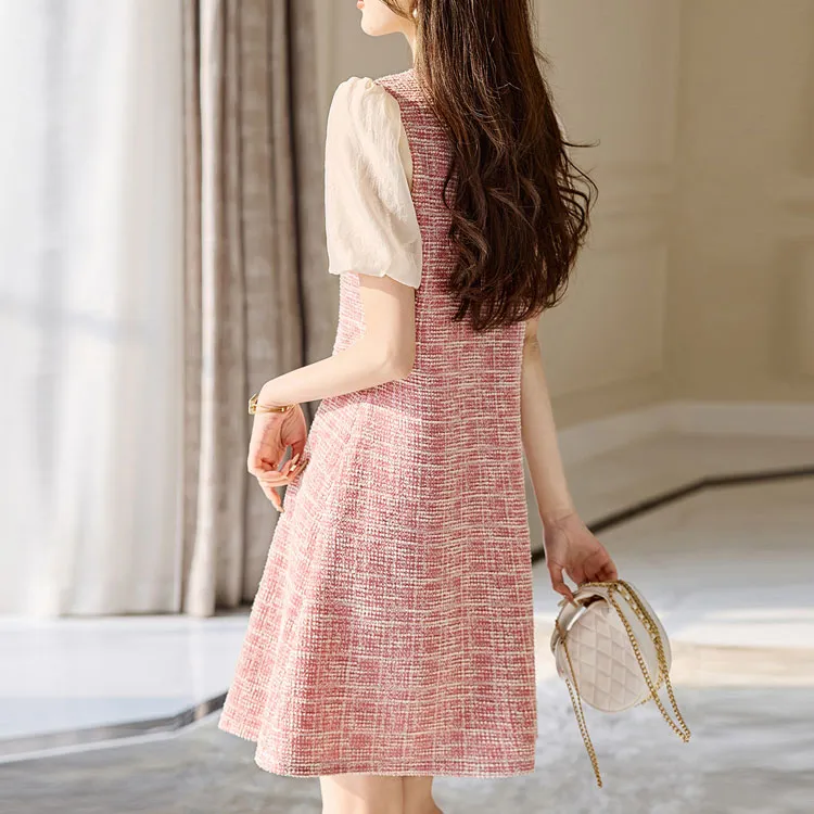 【dme】 Short Sleeved Dress Women's Ancient Pink-2