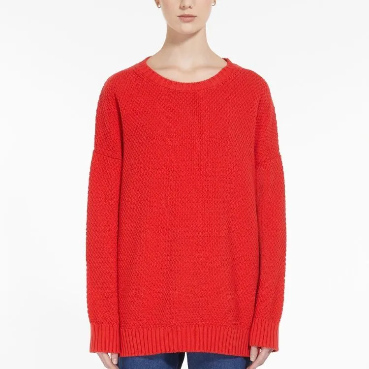 WEEKEND MaxMara Oversized Cotton Blend Top Sweater Women's Red-3