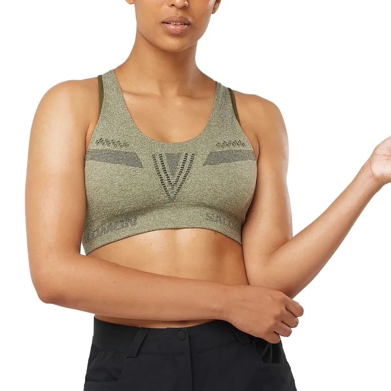 SALOMON Essential Move On Bra Seamless Bra Women's Green-1