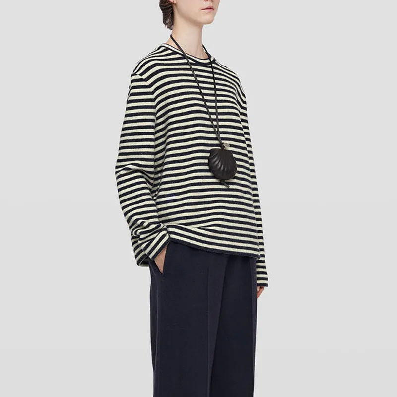 JIL SANDER + Striped Crewneck T Shirt-4