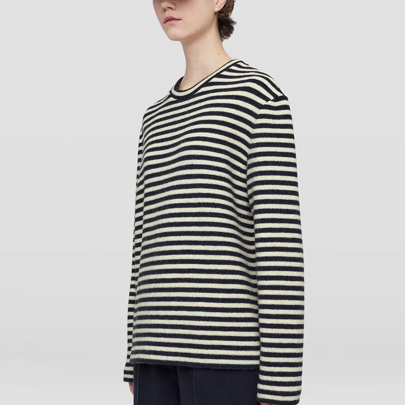 JIL SANDER + Striped Crewneck T Shirt-5