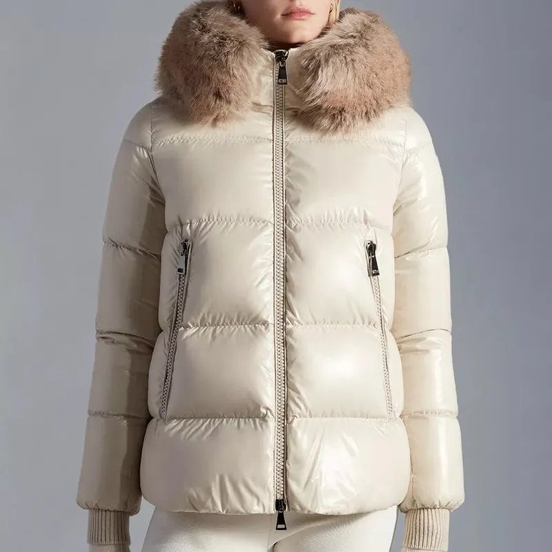 Moncler Down Jacket Women's Gray Beige-2