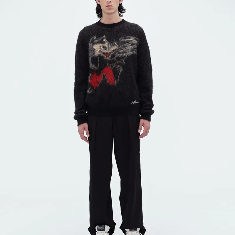 AMIRI Brushed Mohair Record Wolf Crew-1