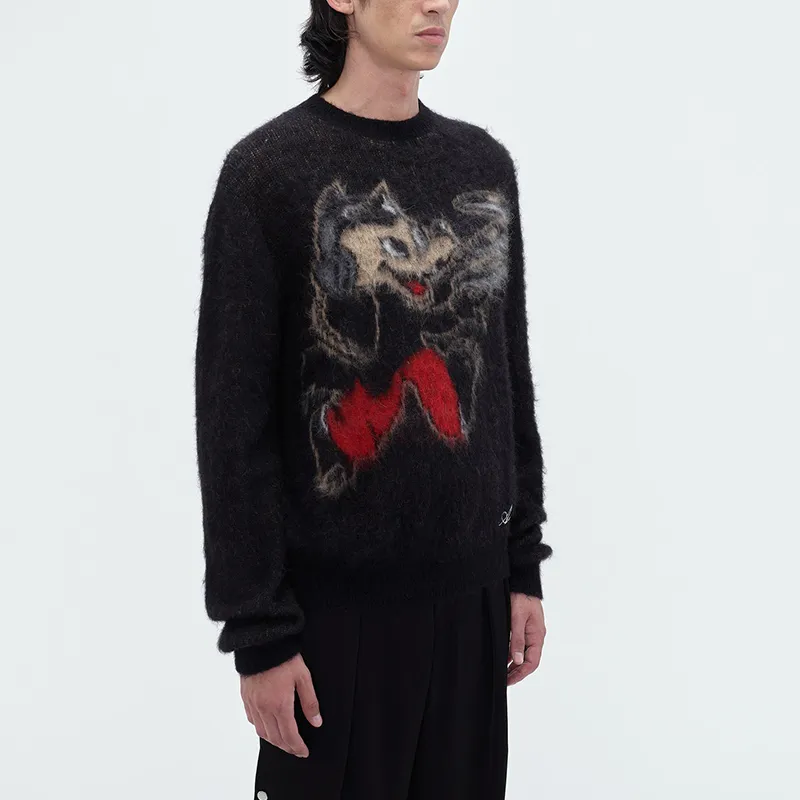 AMIRI Brushed Mohair Record Wolf Crew-3