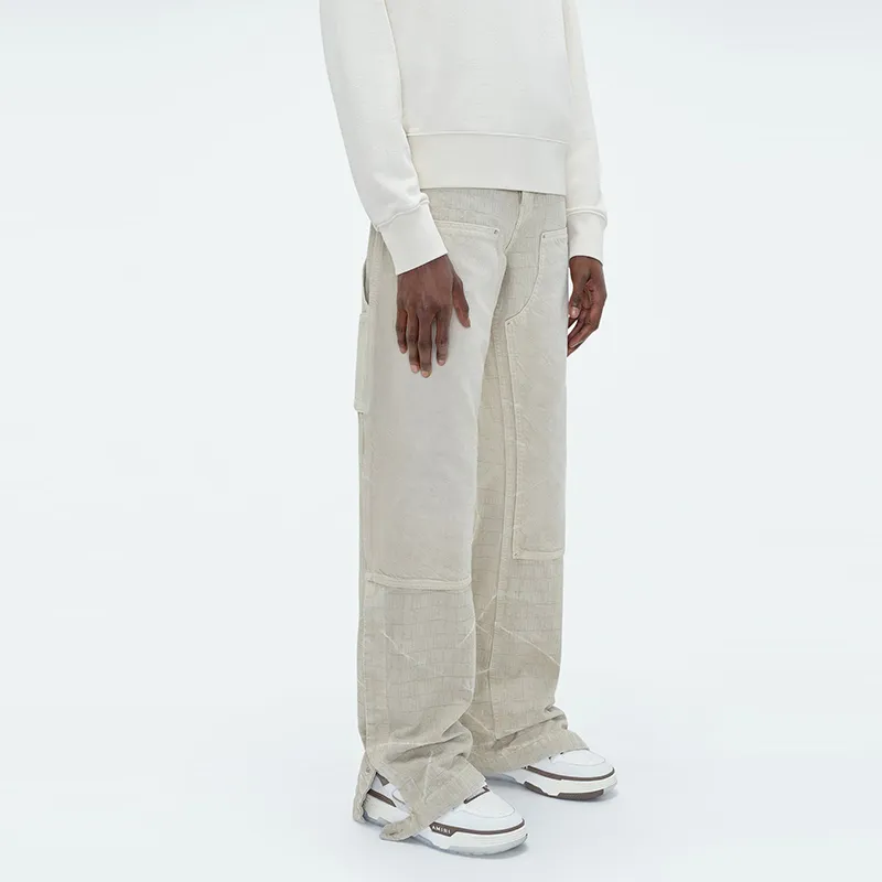 AMIRI Casual Pants Men Gray White-3