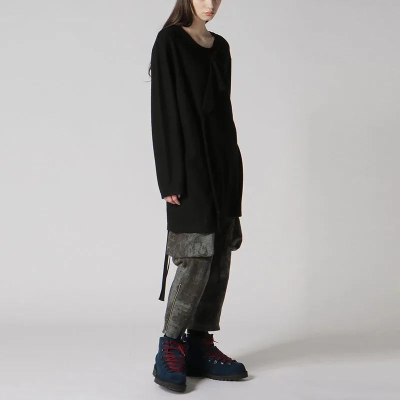 Yohji Yamamoto Drop Shoulder Sleeve T-Shirt Unisex Black-5