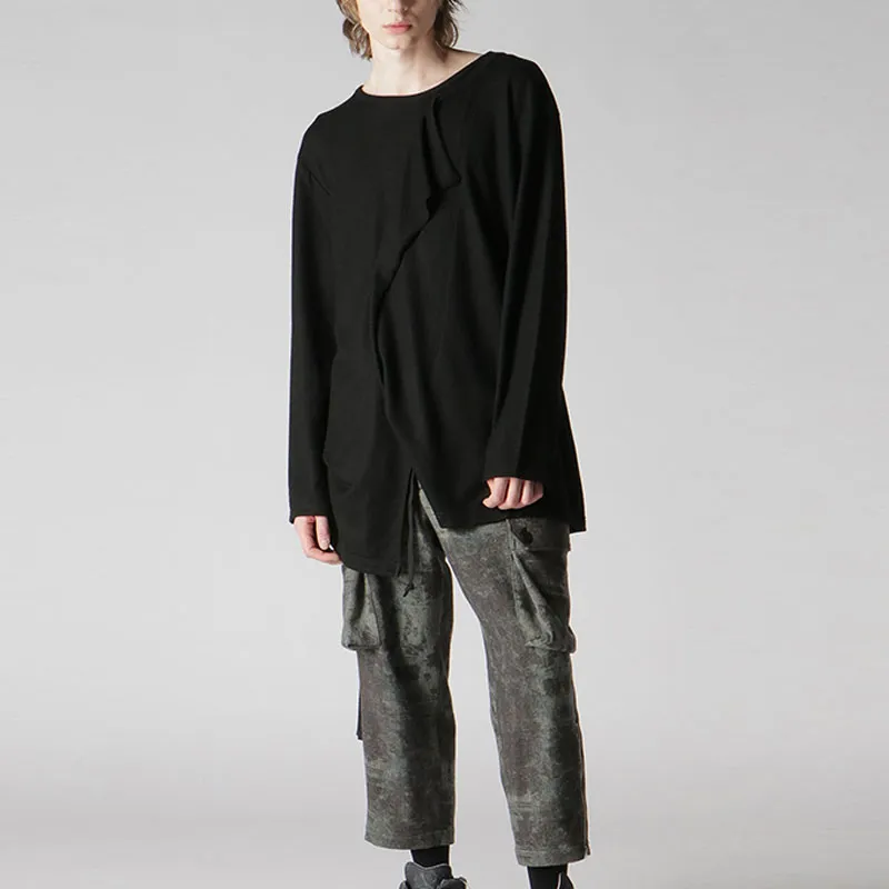 Yohji Yamamoto Drop Shoulder Sleeve T-Shirt Unisex Black-2