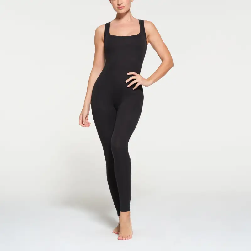 Skims FW23 COTTON RIB TANK CATSUIT Bodysuits Women's SOOT/Smoke Gray-1
