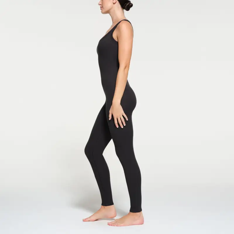 Skims FW23 COTTON RIB TANK CATSUIT Bodysuits Women's SOOT/Smoke Gray-2