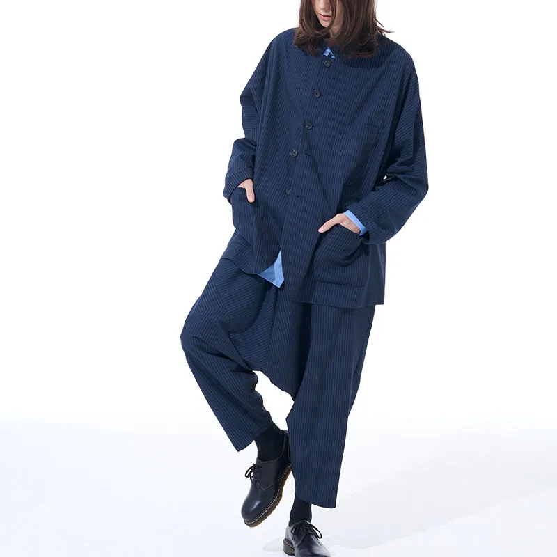 Yohji Yamamoto Casual Pants Unisex Navy-3