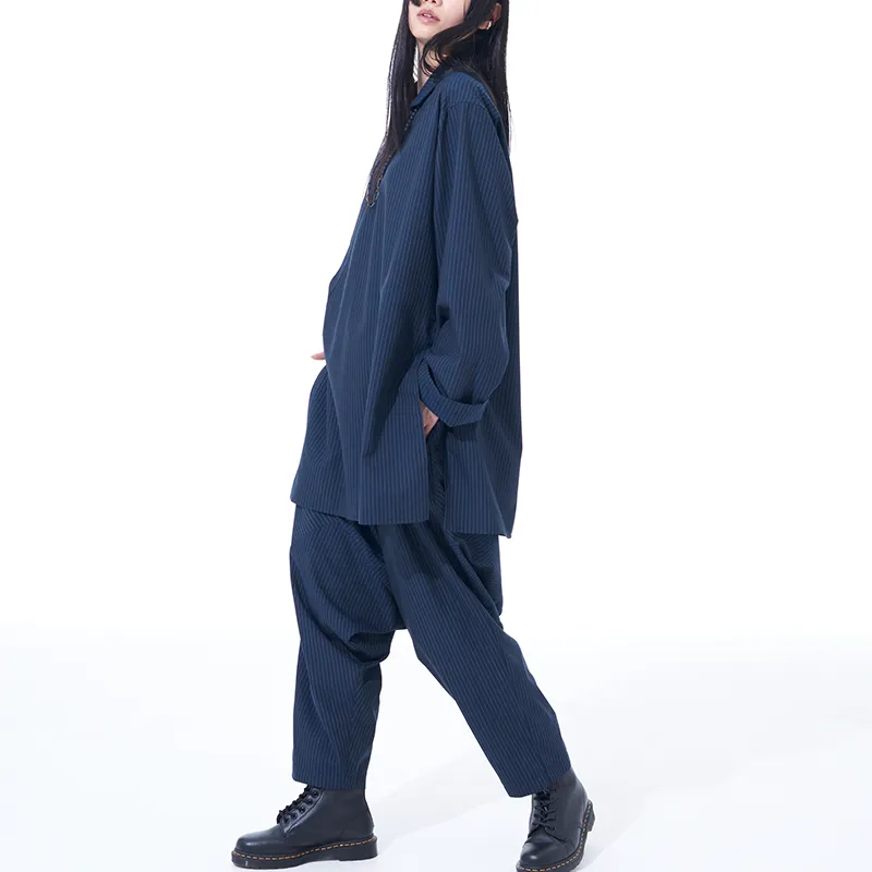 Yohji Yamamoto Casual Pants Unisex Navy-5