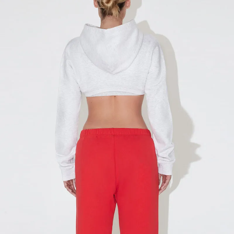 Khy FW23 DROP 003 Collection Fleece Super Cropped Hoodie Sweatshirt Women's Gray-4