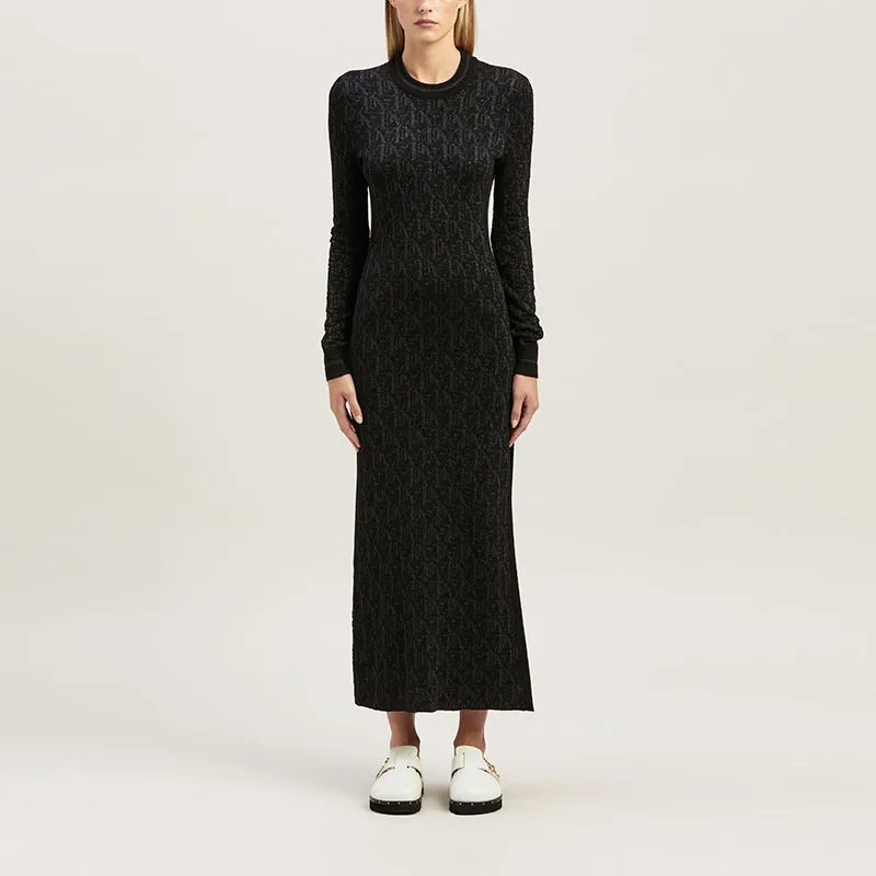 PALM ANGELS Monogram jacquard Open back Midi Dress-1