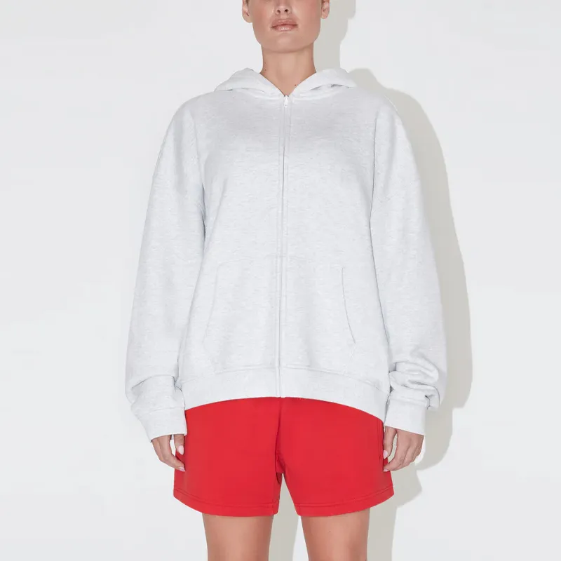 Khy FW23 DROP 003 Collection Fleece Oversized Zip Hoodie Sweatshirt Unisex Gray-2