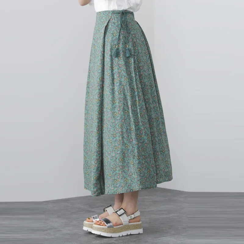 Beams Casual Long Skirt Women's Green-3