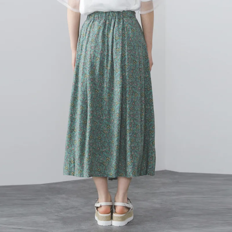 Beams Casual Long Skirt Women's Green-2