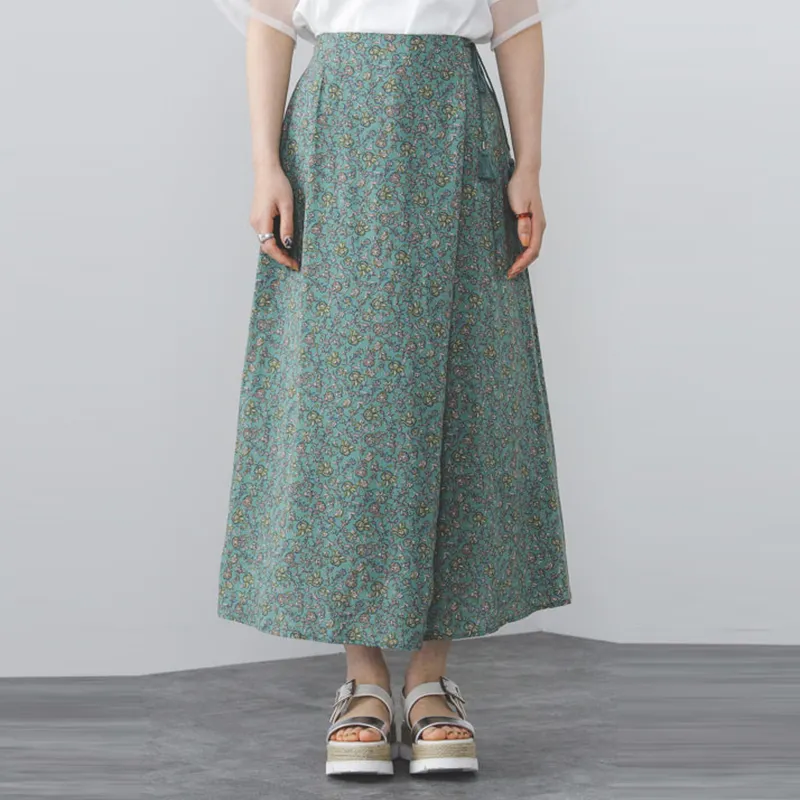 Beams Casual Long Skirt Women's Green-1