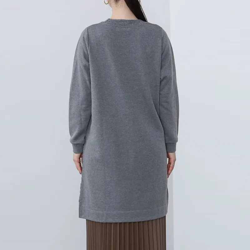 Beams Long Sleeved Dress Women's Gray-2