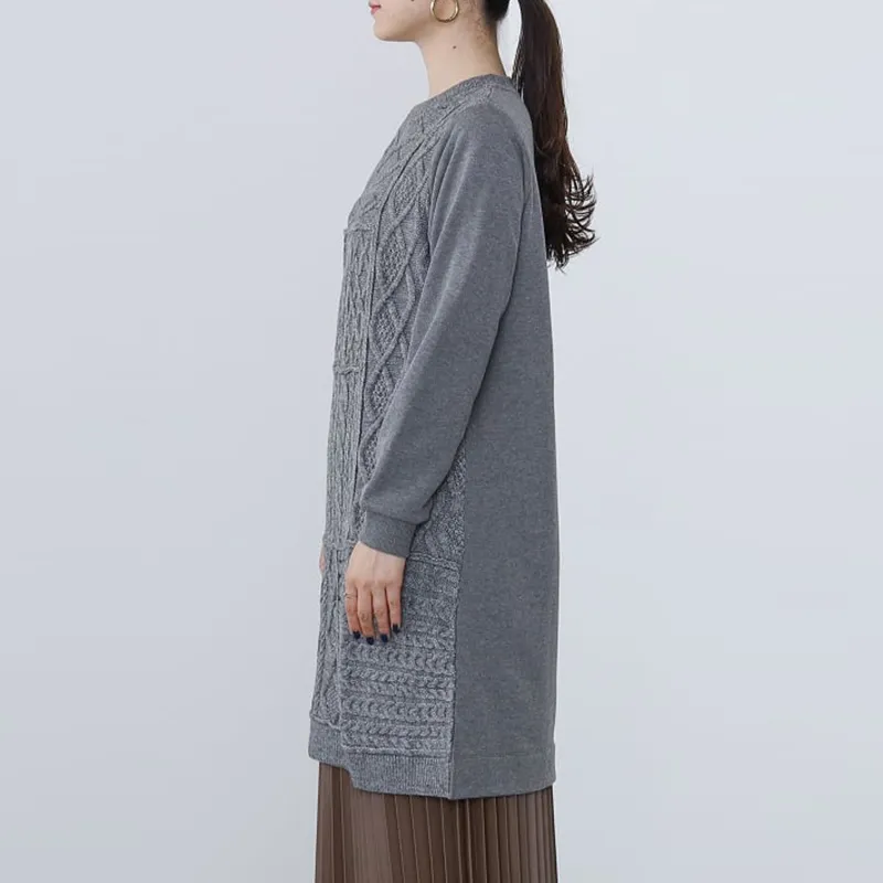 Beams Long Sleeved Dress Women's Gray-3