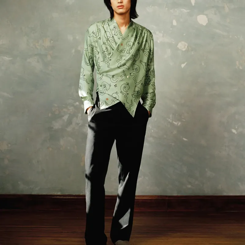 NANUSHKA SS24 Year Of The Dragon Collection Shirt Men's Green-1
