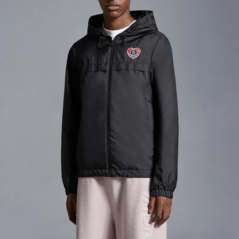Moncler Heart Logo Embroidered Zip Up Jacket-2