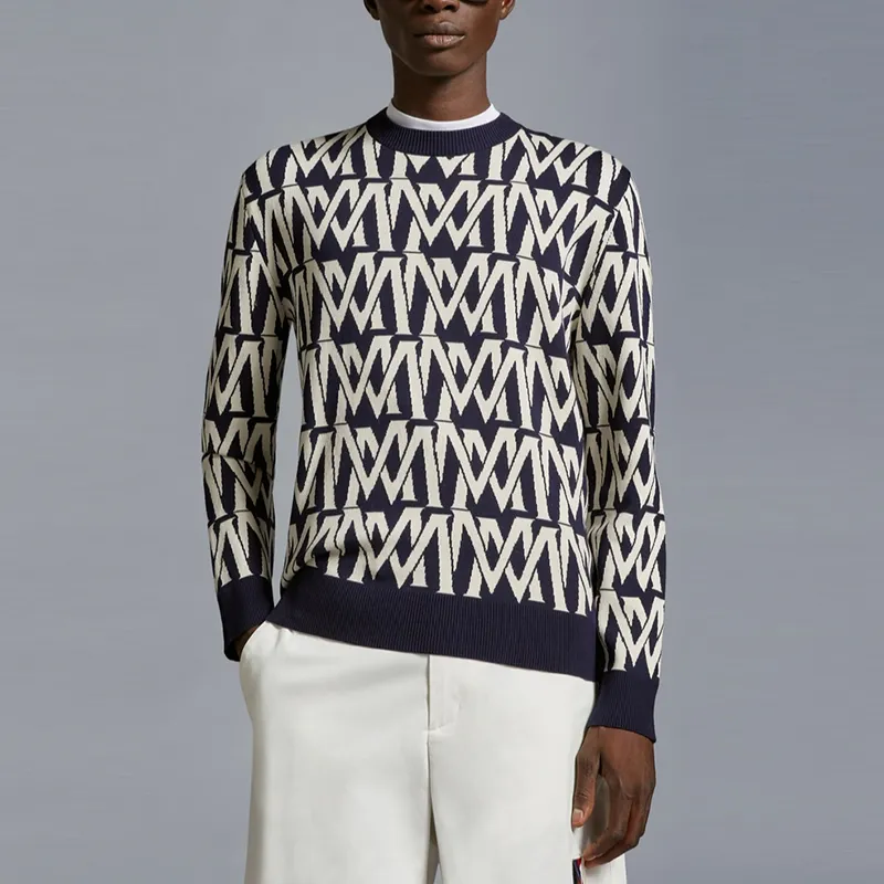Moncler Monogram Jacquard Crew Neck Jumper-1