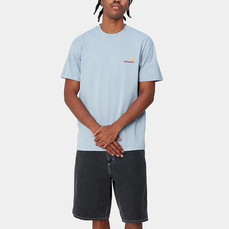 Carhartt WIP S/S American Script T Shirt T Shirt Men's Sky Blue-2