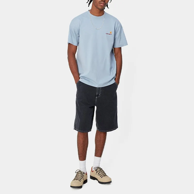 Carhartt WIP S/S American Script T Shirt T Shirt Men's Sky Blue-3